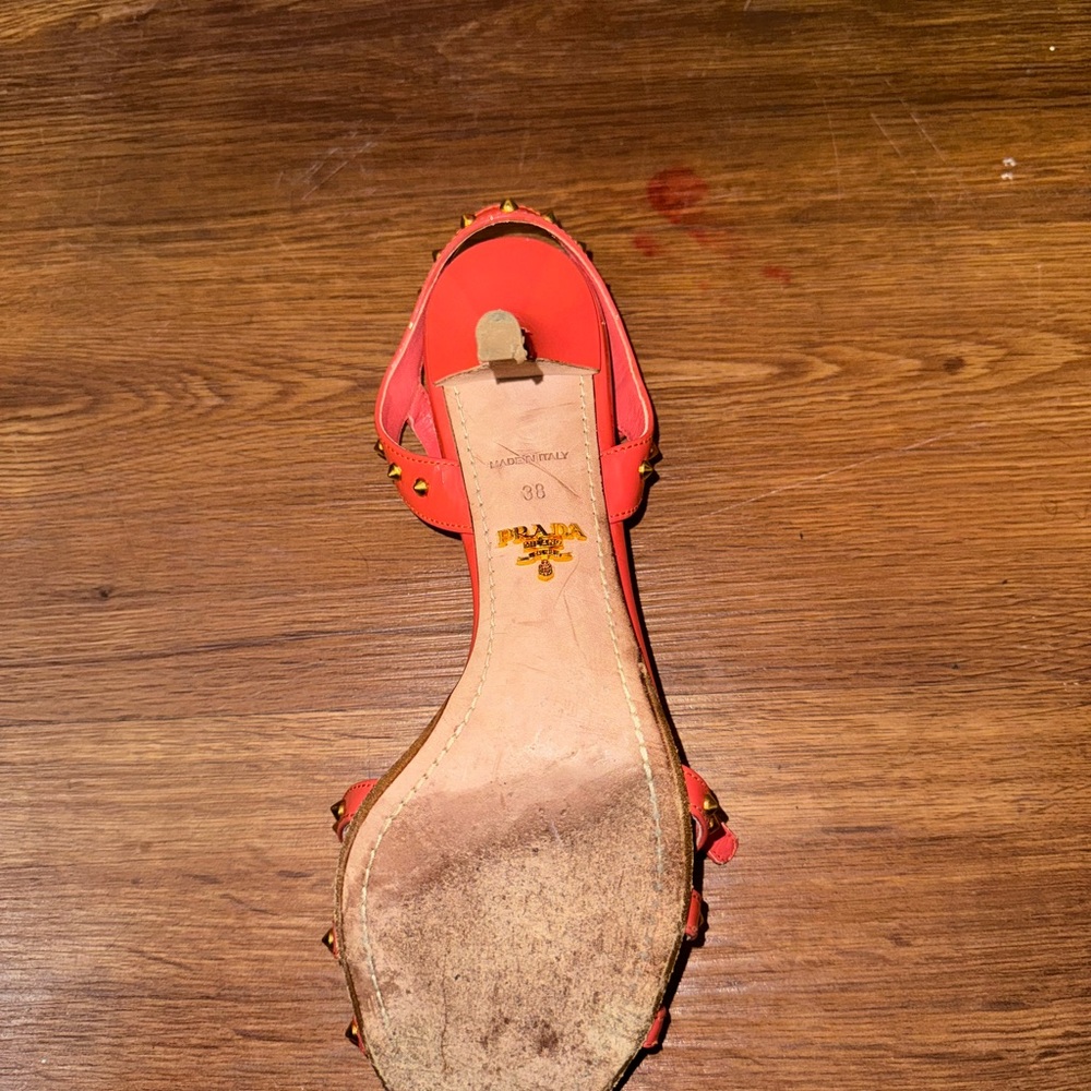 Prada Women's Coral Studded Sandals - Picture 5 of 7